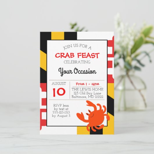Invitation Drapeau Maryland Joyeux Crabe Nautique Toutes les  (Debout devant)