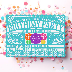 Invitation Drapeau mexicain Fiesta Papel Picado Anniversaire