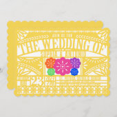 Invitation Drapeau mexicain Fiesta Papel Picado Mariage JAUNE (Devant / Derrière)