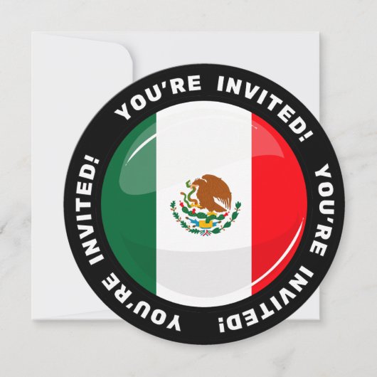 Invitation Drapeau mexicain rond brillant (Devant)