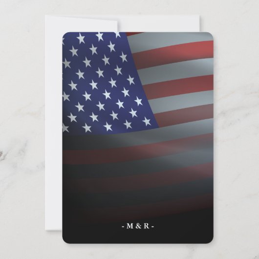 Invitation Drapeau militaire américain patriotique et Mariage (Dos)