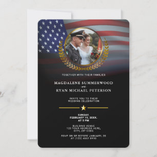 Invitation Drapeau militaire américain patriotique et Mariage