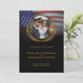 Invitation Drapeau militaire américain patriotique et Mariage (Debout devant)