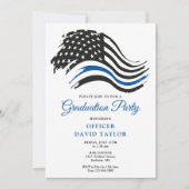 Invitation Drapeau mince de la ligne bleue de la Police Gradu (Devant)