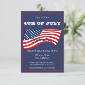 Invitation Drapeau moderne 4 juillet rouge blanc et bleu amér (Debout devant)