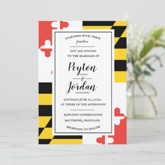 Invitation Drapeau moderne du Maryland (Debout devant)