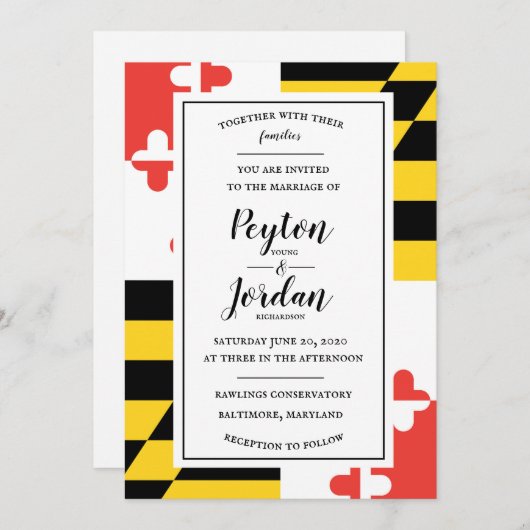 Invitation Drapeau moderne du Maryland (Devant / Derrière)