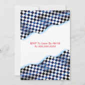 Invitation Drapeau noir blanc À damiers course fête d'anniver (Dos)