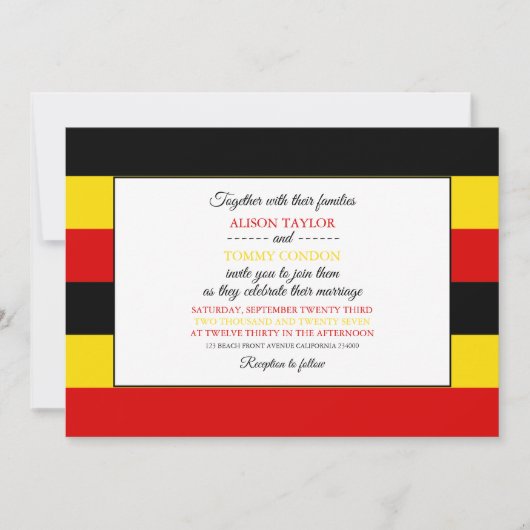 Invitation Drapeau ougandais, drapeau de l'Ouganda Mariage (Devant)