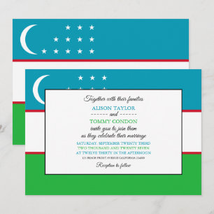 Invitation Drapeau ouzbek, Drapeau d'Ouzbékistan Mariage