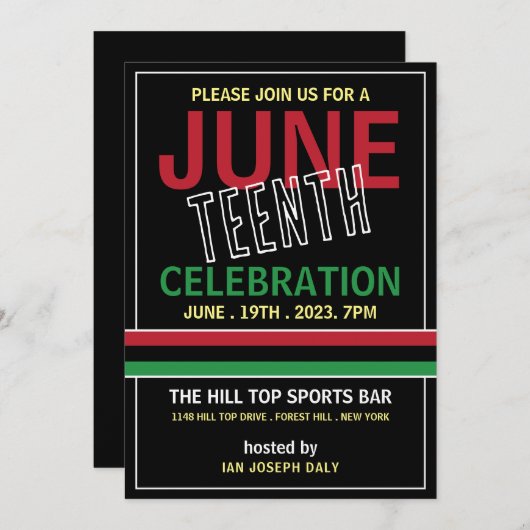 Invitation Drapeau panafricain Conception, 12° anniversaire (Devant / Derrière)