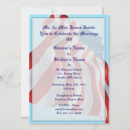 Invitation Drapeau patriotique (Dos)