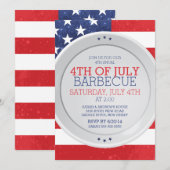 Invitation Drapeau patriotique 4 JUILLET Fête du Barbecue d'é (Devant / Derrière)