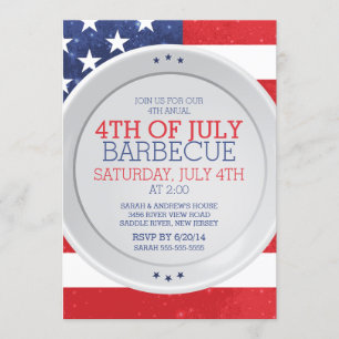 Invitation Drapeau patriotique 4 JUILLET Fête du Barbecue d'é