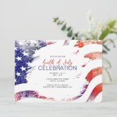 Invitation Drapeau patriotique américain | 4 JUILLET (Debout devant)