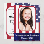 Invitation Drapeau patriotique américain : graduation de la p (Devant / Derrière)