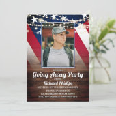 Invitation Drapeau patriotique et photo Militaire s'en va (Debout devant)