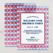 Invitation Drapeau Patriotique Faded Américain Rouge, Bleu Bl (Devant / Derrière)