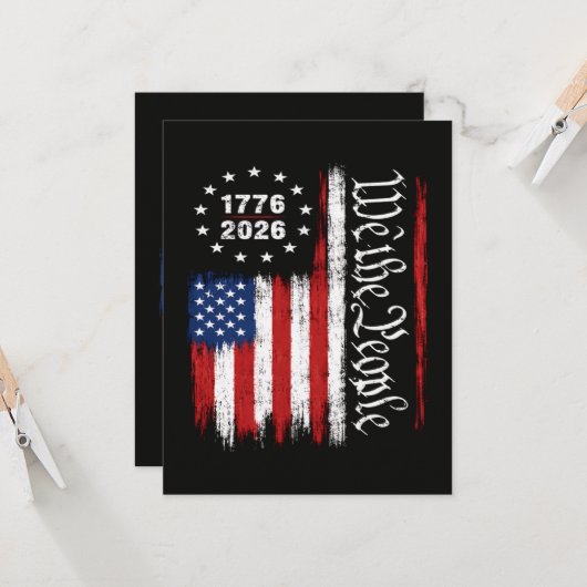 Invitation Drapeau patriotique Nous Le Peuple 1776 2026 (Devant/Arrière en situation)