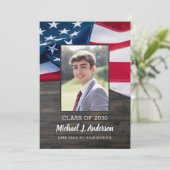 Invitation Drapeau patriotique USA Photo Graduation militaire (Debout devant)