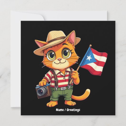 Invitation Drapeau porto-ricain de chats mignons Boricua Hisp (Devant)