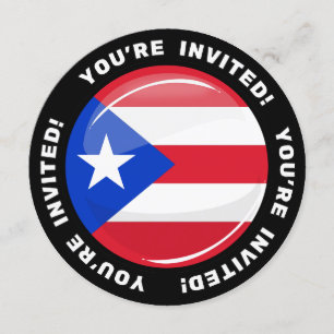Invitation Drapeau porto-ricain rond