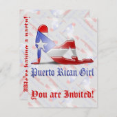 Invitation Drapeau portoricain de silhouette de fille (Devant / Derrière)