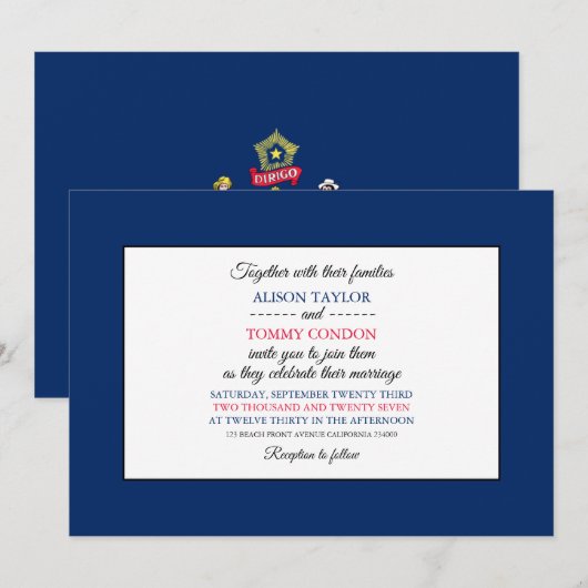 Invitation Drapeau principal, Drapeau du Mariage du Maine (Devant / Derrière)