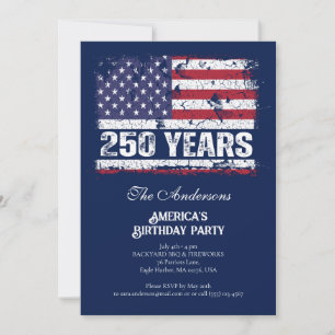 Invitation Drapeau Rétro 250 Ans d'Amérique Anniversaire 250e