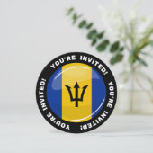 Invitation Drapeau rond brillant de la Barbade (Debout devant)