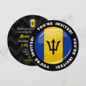 Invitation Drapeau rond brillant de la Barbade (Devant / Derrière)