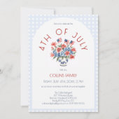 Invitation Drapeau rouge blanc et bleu 4 juillet fête d'été (Devant)