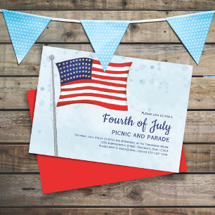 Invitation Drapeau rouge, blanc et bleu personnalisé du 14 ju
