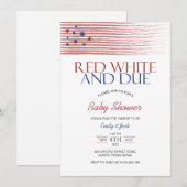 Invitation Drapeau rouge blanc et dû USA Baby shower (Devant / Derrière)