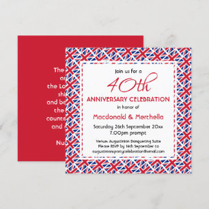 Invitation DRAPEAU ROYAUME-UNI UNION JACK Célébration d'anniv