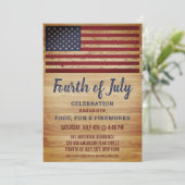 Invitation Drapeau rustique américain 4e Parti du 4 juillet (Debout devant)