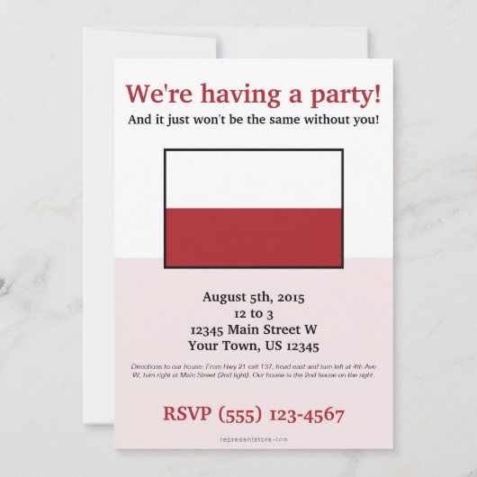 Invitation Drapeau simple de la Pologne (Dos)