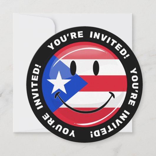 Invitation Drapeau souriant de Porto Rico (Devant)
