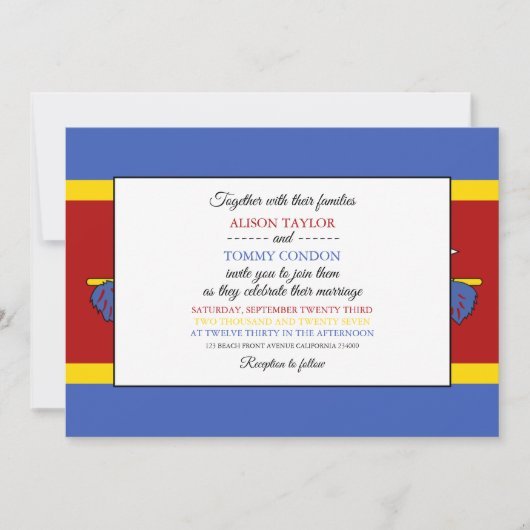 Invitation Drapeau swazi, Drapeau du Mariage Eswatini (Devant)