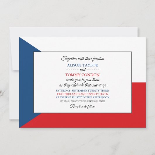 Invitation Drapeau tchèque, Drapeau de la République tchèque  (Devant)