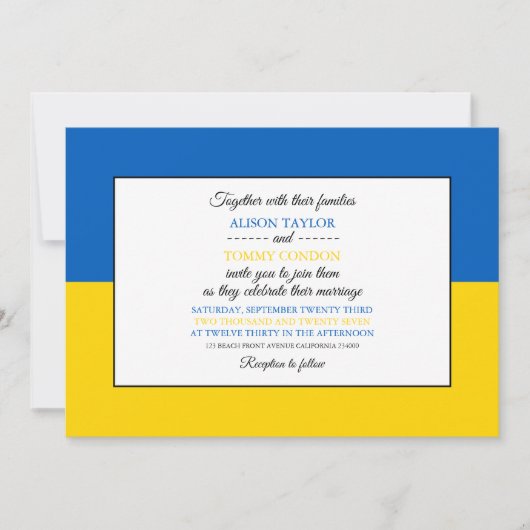 Invitation Drapeau ukrainien, Drapeau ukrainien Mariage (Devant)