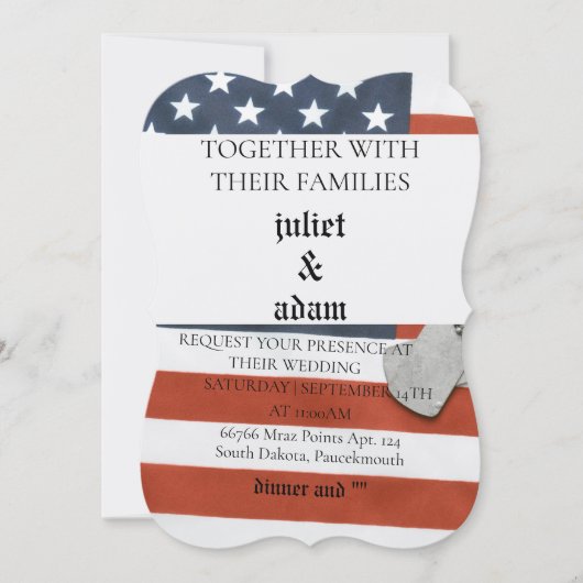 Invitation Drapeau uniforme militaire Armée (Devant)