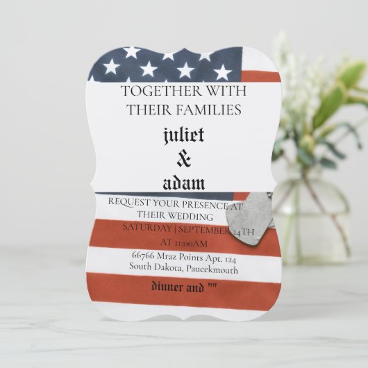 Invitation Drapeau uniforme militaire Armée (Debout devant)