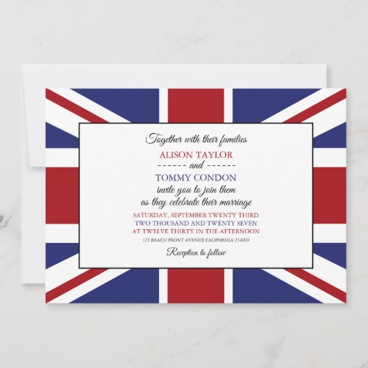 Invitation Drapeau Union Jack Mariage Britannique (Devant)