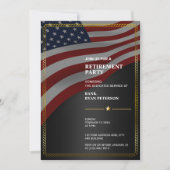 Invitation Drapeau USA | Coin | Cadre de corde dorée | Noir (Devant)