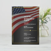 Invitation Drapeau USA | Coin | Cadre de corde dorée | Noir (Debout devant)