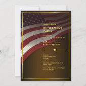 Invitation Drapeau USA | Coin | Cadre doré | Luxe Brun (Devant)