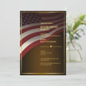 Invitation Drapeau USA | Coin | Cadre doré | Luxe Brun (Debout devant)
