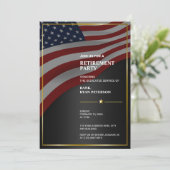 Invitation Drapeau USA | Coin | Cadre doré | Noir de luxe (Debout devant)