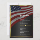 Invitation Drapeau USA | Coin | Cadre doré | Noir Luxe (Devant)